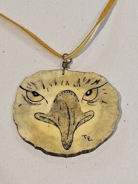 Handcrafted Vintage Eagle Antler Carving Necklace